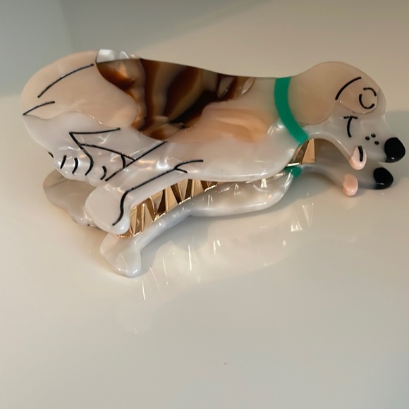 NWT Brown Dog, green collar  Hair Claw - Viral Dog Shaped Hair Clips | Dog mom - Picture 3 of 5